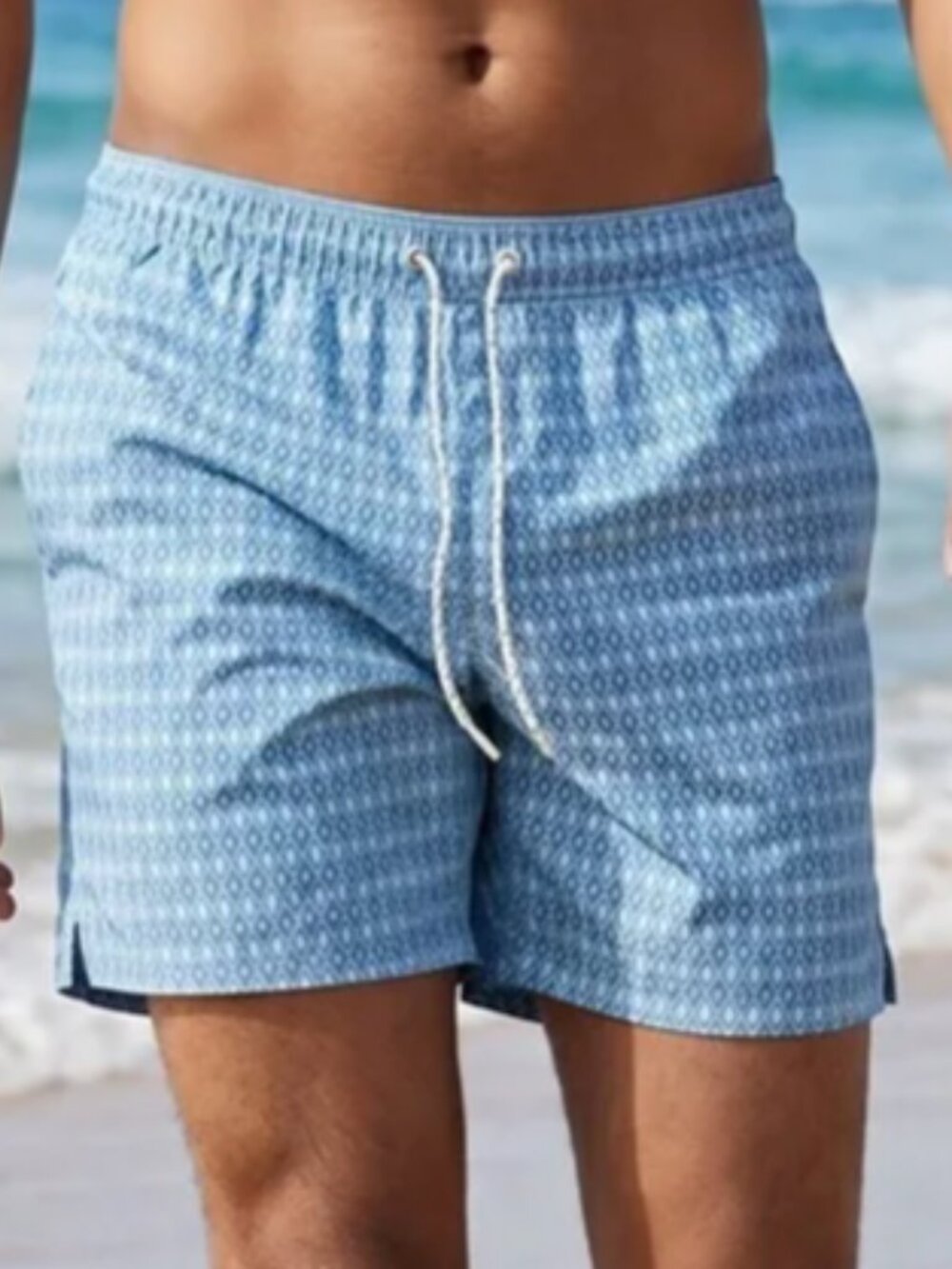 NWT Bonobos Light Blue Geometric 7" Inseam Swim Mesh Liner Shorts Men's Size XXL